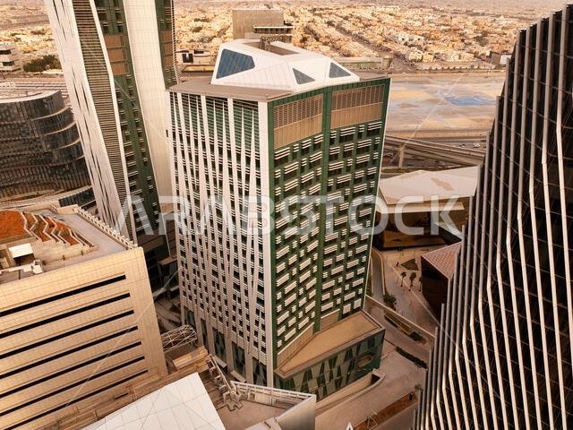 Modern buildings in King Abdullah Financial District (KAFD), Riyadh, Saudi Arabia.