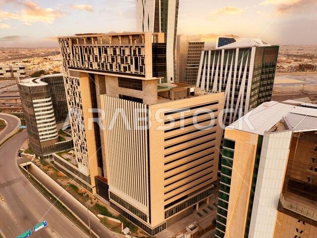 Modern buildings in King Abdullah Financial District (KAFD), Riyadh, Saudi Arabia.