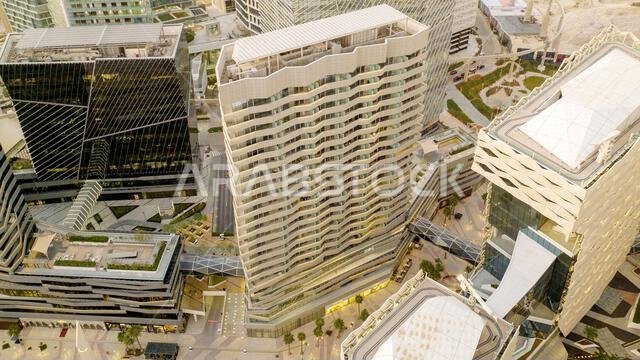 Modern buildings in King Abdullah Financial District (KAFD), Riyadh, Saudi Arabia.