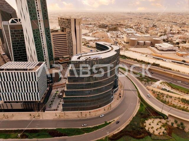 Modern buildings in King Abdullah Financial District (KAFD), Riyadh, Saudi Arabia.