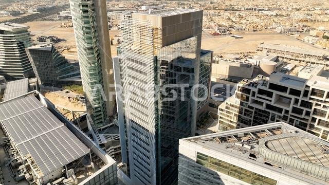 Modern buildings in King Abdullah Financial District (KAFD), Riyadh, Saudi Arabia.