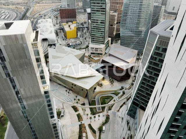 Modern buildings in King Abdullah Financial District (KAFD), Riyadh, Saudi Arabia.