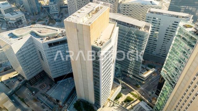 Modern buildings in King Abdullah Financial District (KAFD), Riyadh, Saudi Arabia.
