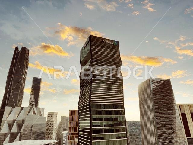 Modern buildings in King Abdullah Financial District (KAFD), Riyadh, Saudi Arabia.