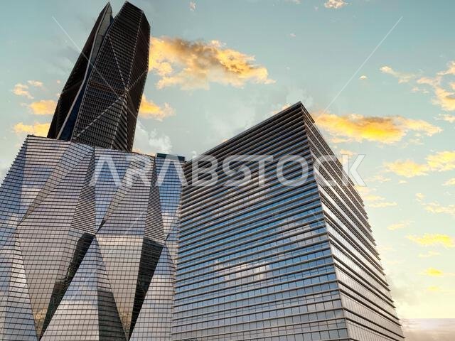 مبانٍ حديثة في مركز الملك عبد الله المالي (KAFD)، الرياض، المملكة العربية السعودية.