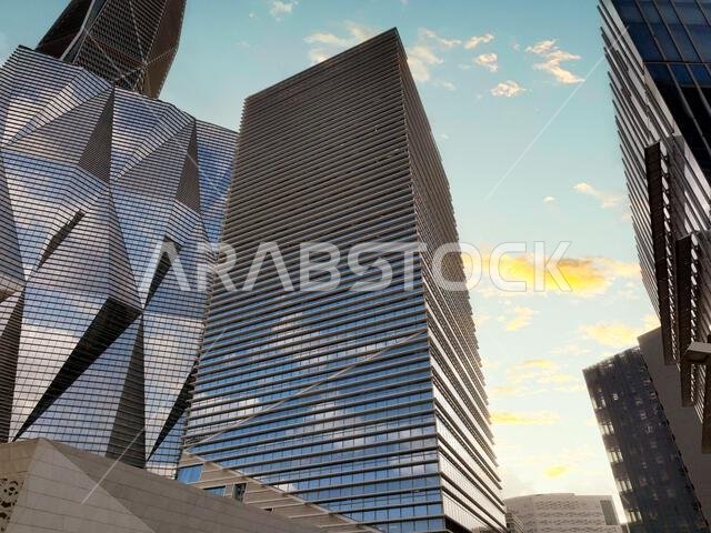 Modern buildings in King Abdullah Financial District (KAFD), Riyadh, Saudi Arabia.