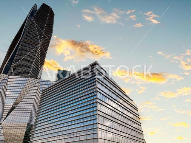 Modern buildings in King Abdullah Financial District (KAFD), Riyadh, Saudi Arabia.