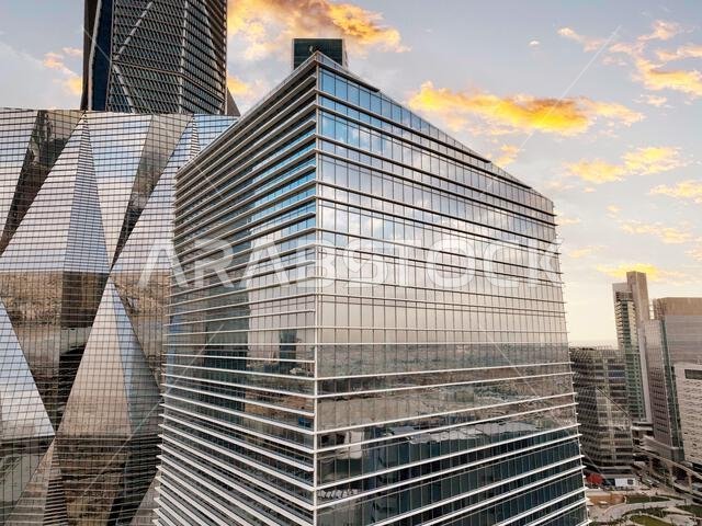 Modern buildings in King Abdullah Financial District (KAFD), Riyadh, Saudi Arabia.