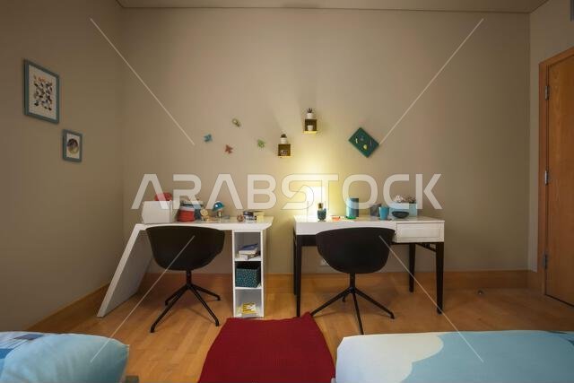 Interior view of a furnished apartment in Riyadh, Saudi Arabia, showing modern furniture, decor, and comfortable living space.