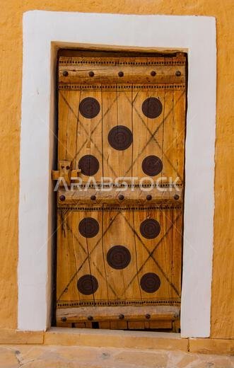 Wooden Door at Al Masmak Palace in Riyadh, Saudi Arabia