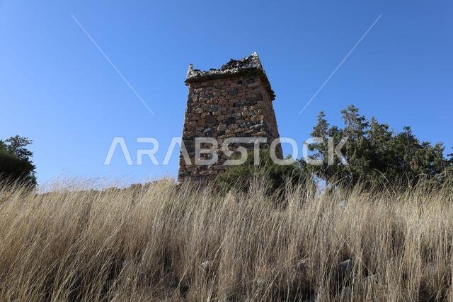 Al Taif , Saudi Arabia - Jun 10 2025 - Al Baha and Abha Culture - Aseer region old stone castle