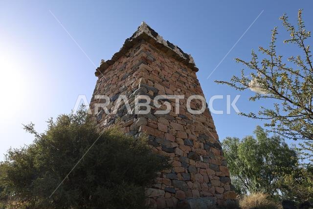 Al Taif , Saudi Arabia - Jun 10 2025 - Al Baha and Abha Culture - Aseer region old stone castle