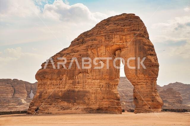 جبل الفيل - صخرة الفيل في صحراء العلا، المملكة العربية السعودية