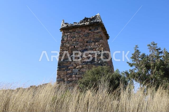 Al Taif , Saudi Arabia - Jun 10 2025 - Al Baha and Abha Culture - Aseer region old stone castle