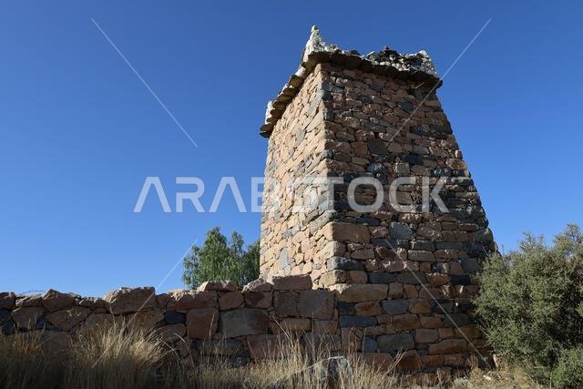 Al Taif , Saudi Arabia - Jun 10 2025 - Al Baha and Abha Culture - Aseer region old stone castle