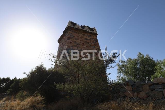 Al Taif , Saudi Arabia - Jun 10 2025 - Al Baha and Abha Culture - Aseer region old stone castle