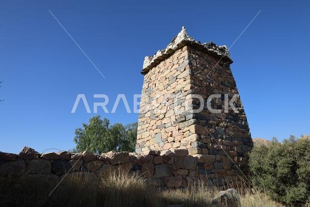 Al Taif , Saudi Arabia - Jun 10 2025 - Al Baha and Abha Culture - Aseer region old stone castle