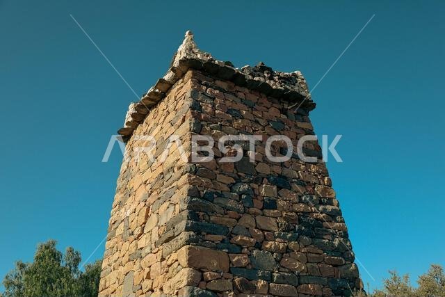 Al Taif , Saudi Arabia - Jun 10 2025 - Al Baha and Abha Culture - Aseer region old stone castle