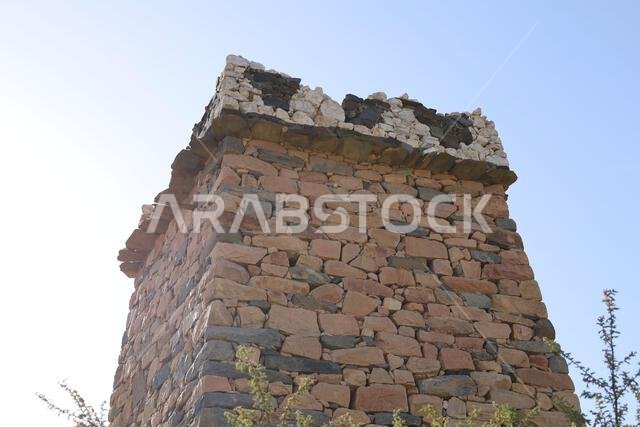 Al Taif , Saudi Arabia - Jun 10 2025 - Al Baha and Abha Culture - Aseer region old stone castle