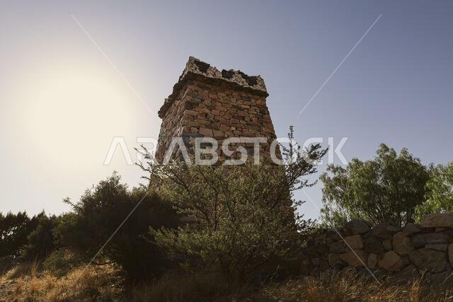 Al Taif , Saudi Arabia - Jun 10 2025 - Al Baha and Abha Culture - Aseer region old stone castle