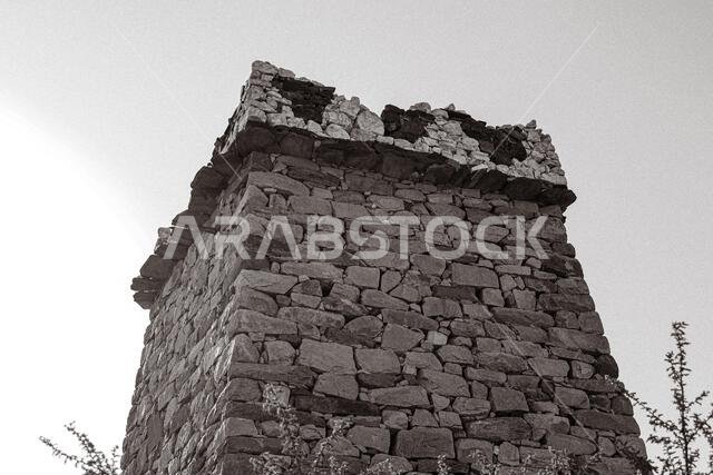 Al Taif , Saudi Arabia - Jun 10 2025 - Al Baha and Abha Culture - Aseer region old stone castle