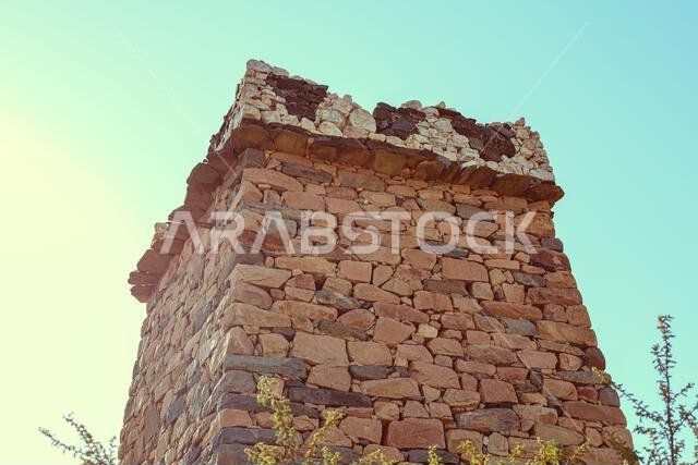 Al Taif , Saudi Arabia - Jun 10 2025 - Al Baha and Abha Culture - Aseer region old stone castle