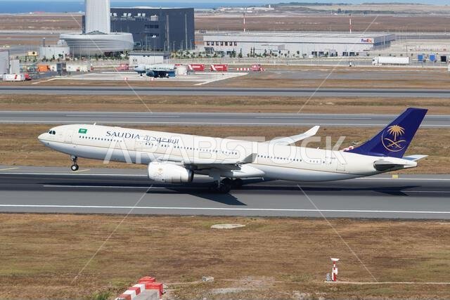 ISTANBUL, TURKIYE - JULY 19, 2025: Saudi Arabian Airlines Airbus A330-343E (1743) take-off from Istanbul International Airport