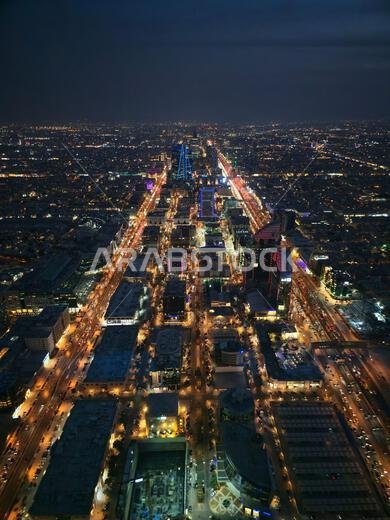 City views from the Kingdom center observation deck in Riyadh, Saudi Arabia.