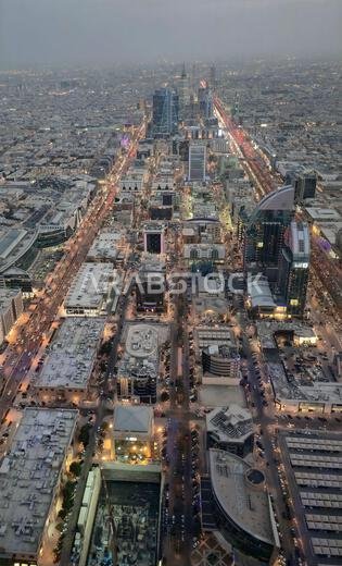 City views from the Kingdom center observation deck in Riyadh, Saudi Arabia.
