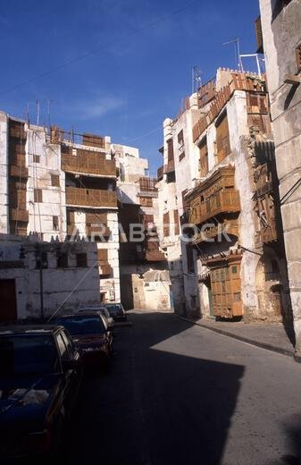 Saudi Arabia, Jeddah, old buildings in the old town.