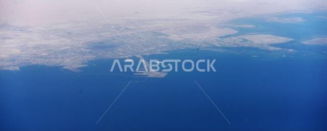 منظر جوي لمدينة الجبيل، المملكة العربية السعودية.