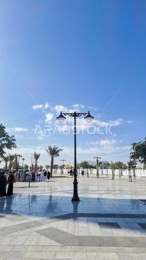 Medina, Saudi Arabia - March 6, 2024: The atmosphere of the Masjid Quba courtyard