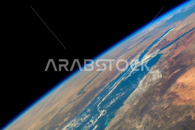 Earth seen from the International Space Station looking across Saudi Arabia (right), the Red Sea, and the Nile River in Africa (left), on February 3, 2021. An optimised version of an original NASA image: Credit: NASA