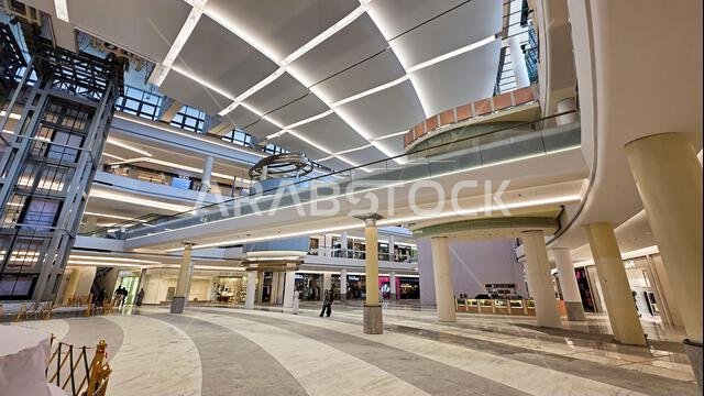 Luxury interior of the Al Mamlaka shopping mall at Kingdom Centre, Riyadh, Saudi Arabia