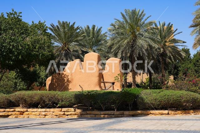 بئر مياه قديم في قصر المربع التاريخي في الرياض، المملكة العربية السعودية
