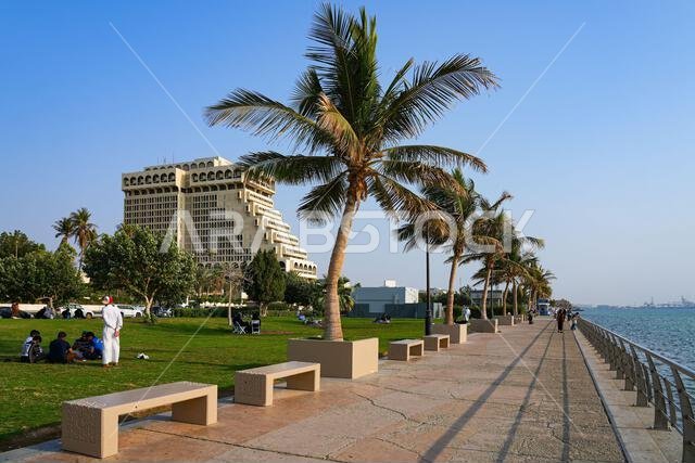 The InterContinental hotelas seen from the Jeddah Corniche on the Red Sea coast in Saudi Arabia