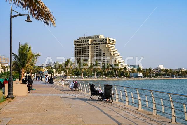 The InterContinental hotelas seen from the Jeddah Corniche on the Red Sea coast in Saudi Arabia