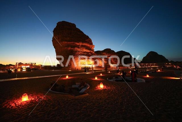 Barn's coffee shop next to Elephant Rock (Jabal Al-Fil) in the desert of AlUla, Saudi Arabia Barn's coffee shop next to Elephant Rock (Jabal Al-Fil) in the desert of AlUla, Saudi Arabia