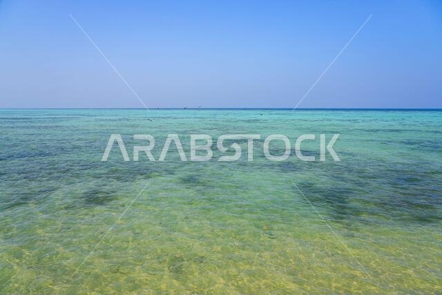 Crystal clear turquoise waters of the Red Sea in King Abdullah Economic City (KAEC), Saudi Arabia