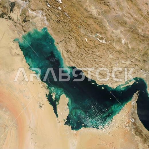 Earth from space satellite view of Persian Gulf and Middle East.