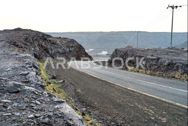 jeddah riyadh highway road, mountain road.