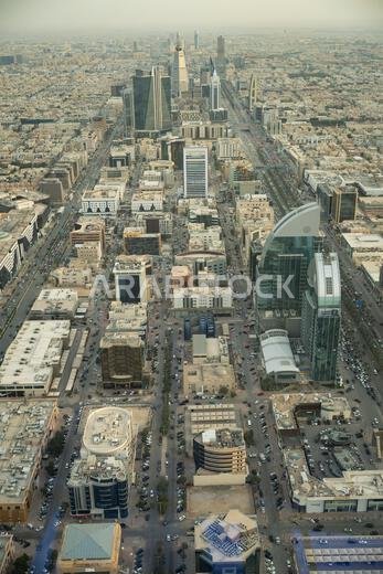 View from the top of the Kingdom Centre Tower looking over Riyadh, the capital city of Saudi Arabia