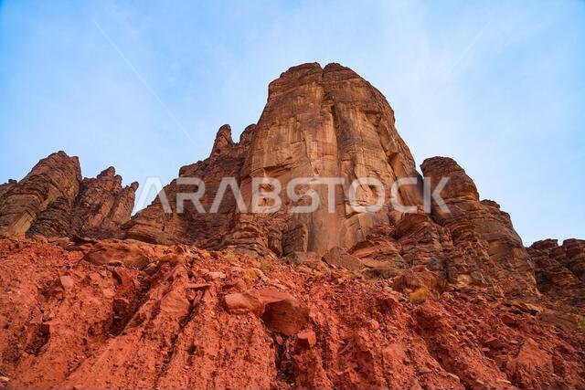 The majestic sandstone mountains of Wadi Al Disah near Tabuk in Saudi Arabia