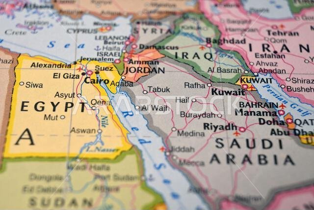 Al Wajh Saudi Arabia on World Map Close Up Macro Defocused Background Geographic Image
