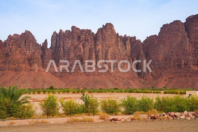 The majestic sandstone mountains of Wadi Al Disah near Tabuk in Saudi Arabia