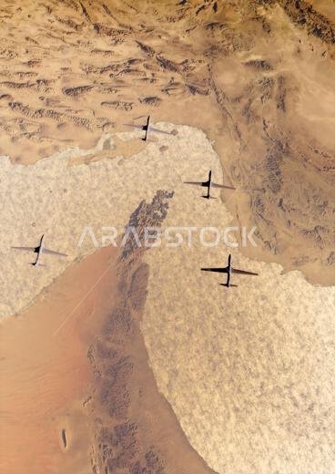 Drone flyovers over the Strait of Hormuz, military operations, Iran, and the Persian Gulf. Oman and the United Arab Emirates. Middle East