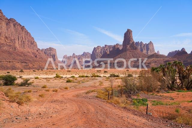 The majestic sandstone mountains of Wadi Al Disah near Tabuk in Saudi Arabia