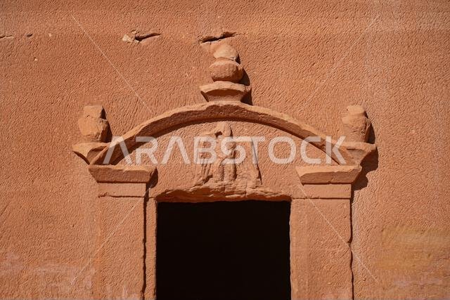 Ancient Nabataean rock-cut tombs at Jabal AlBanat necropolis in Hegra, AlUla, Saudi Arabia Ancient Nabataean rock-cut tombs at Jabal AlBanat necropolis in Hegra, AlUla, Saudi Arabia