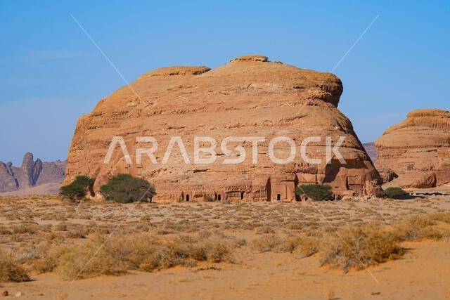 Jabal AlBanat necropolis in Hegra, AlUla, Saudi Arabia Jabal AlBanat necropolis in Hegra, AlUla, Saudi Arabia