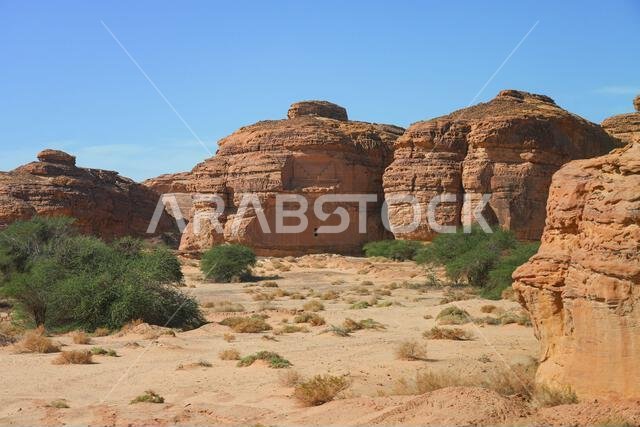 Panoramic view of the Jabal Al-Khuraymat tombs at the UNESCO site of Hegra, AlUla, Saudi Arabia Panoramic view of the Jabal Al-Khuraymat tombs at the UNESCO site of Hegra, AlUla, Saudi Arabia
